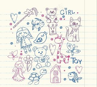 儿童涂鸦矢量图图片