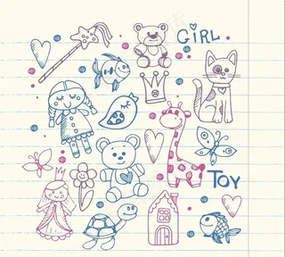 儿童涂鸦矢量图图片