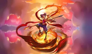 手绘哪吒背景墙装饰画图片