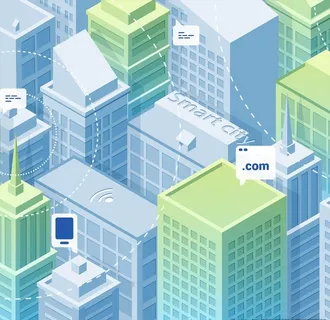 密集插画城市建筑屋顶信号图片