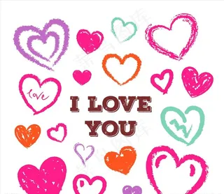 我爱你卡以手绘心图片