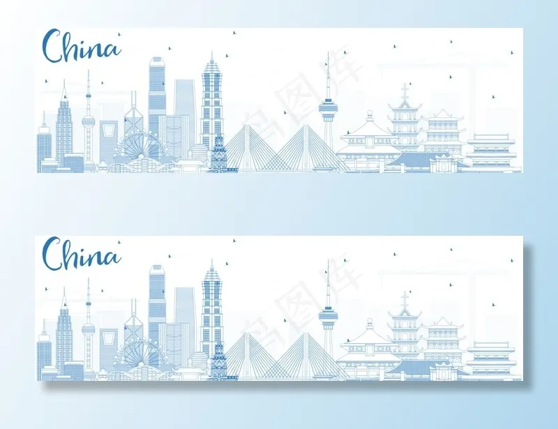 中国高端矢量建筑群图片ai矢量模版下载