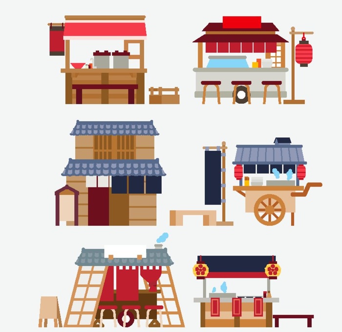 中式景点卡通设计图案图片eps,ai矢量模版下载