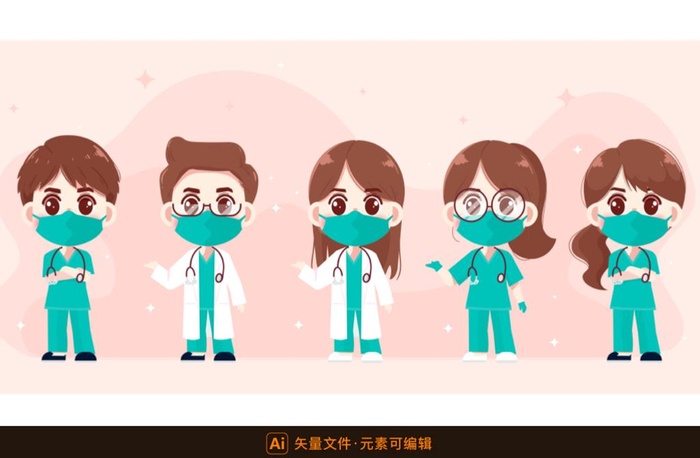 可爱卡通医护人员插画图片