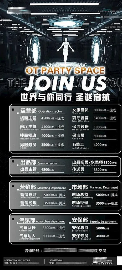 酒吧招聘海报模板图片(1080x2230)psd模版下载