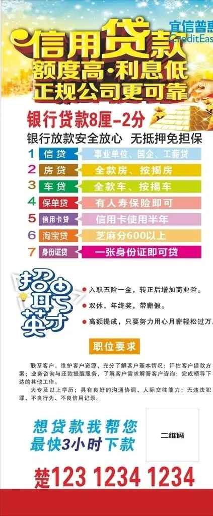 信用贷款展架图片cdr矢量模版下载