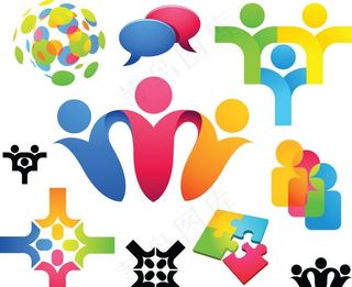 社交团队人物logo设计图片