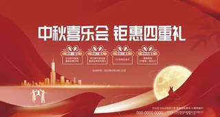 中秋节房地产活动展板图片