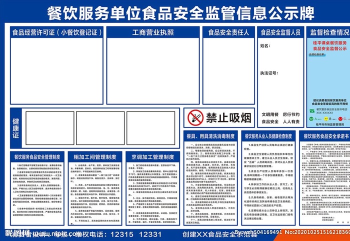 食品安全公示栏图片cdr矢量模版下载