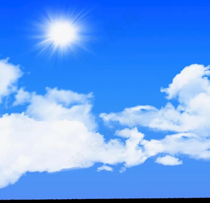 蓝天白云太阳天空免扣元素PNG图片