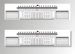 大会堂展开平面矢量图图片