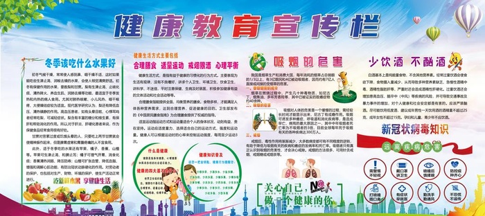 健康教育宣传栏图片(5111x1000)psd模版下载