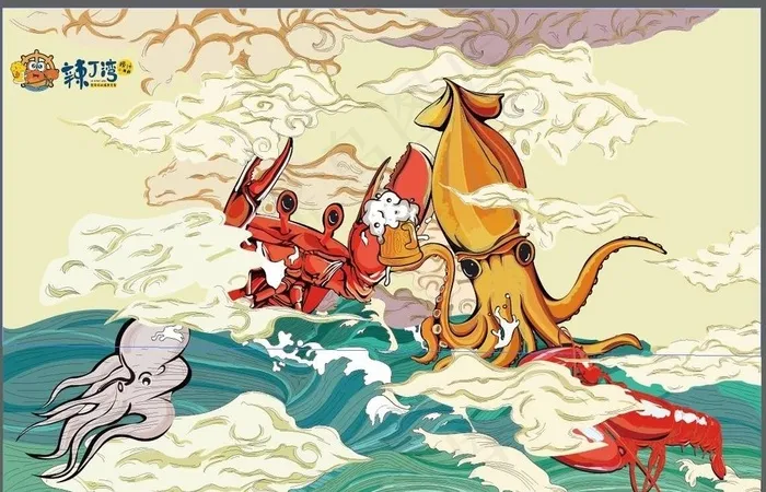 辣丁湾壁纸章鱼图片ai矢量模版下载