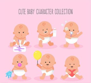 6款可爱婴儿设计矢量图图片