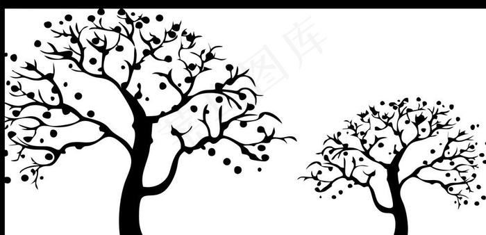 黑白树图片cdr矢量模版下载