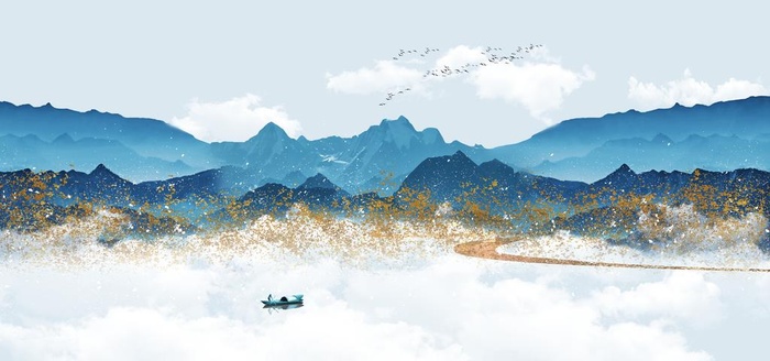 新中式水墨山水图片