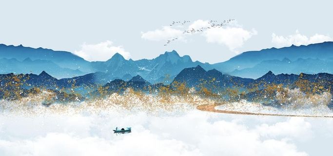 新中式水墨山水图片