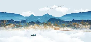 新中式水墨山水图片