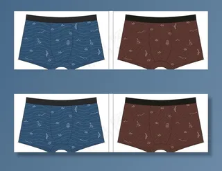 海边元素男士内裤款式图矢量图片