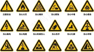 国家标识当心警告标识矢量图标图片