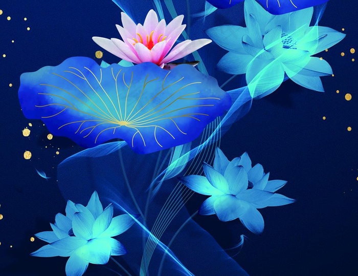 蓝色荷花图片