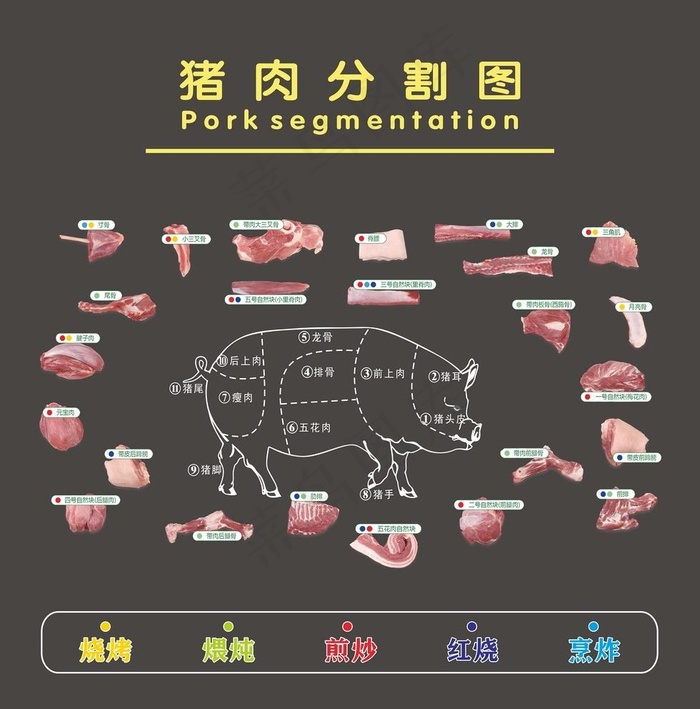 猪肉分割图图片cdr矢量模版下载