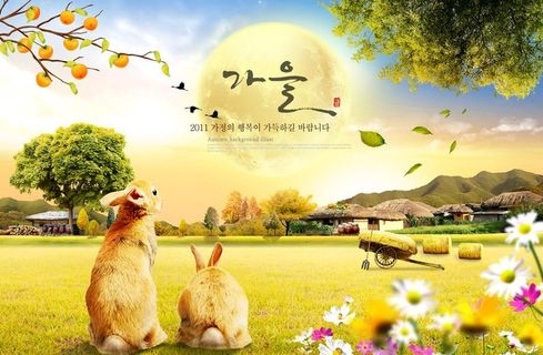 兔子望月创意合成图片