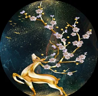 麋鹿圆形装饰画图片