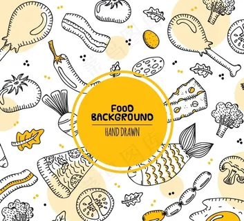 手绘食物无缝背景图片