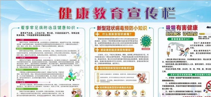夏季健康教育宣传栏图片cdr矢量模版下载
