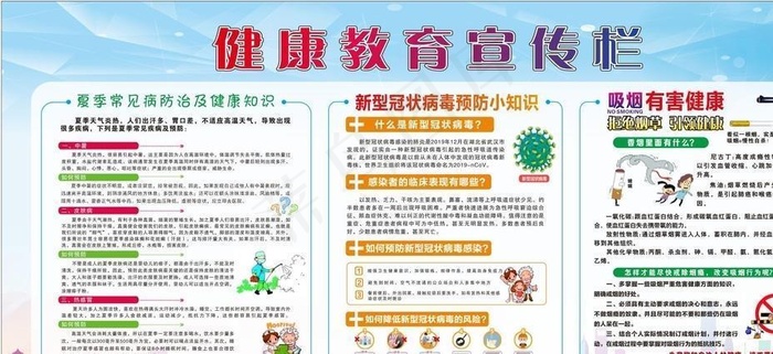 夏季健康教育宣传栏图片cdr矢量模版下载