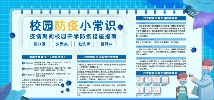 校园防疫小常识图片psd模版下载