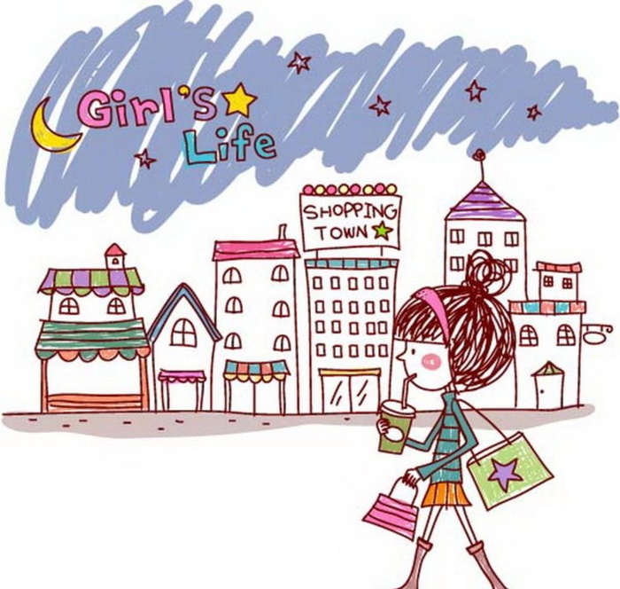 卡通时尚女孩图片