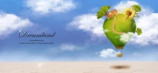 在热气球上的方盒小人图片