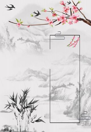 手绘粉色桃花海报设计图片