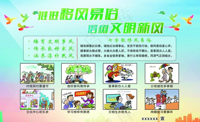 移风易俗展板图片psd模版下载