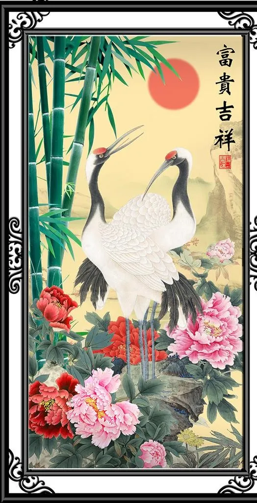 国画鹤图片(4488x8268)psd模版下载