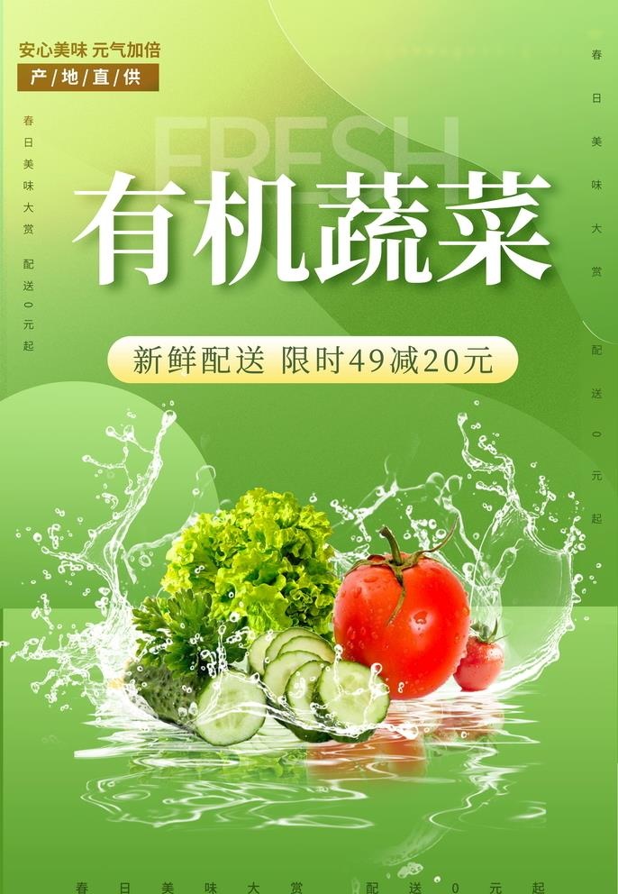 有机蔬菜绿色生活海报水滴蔬菜 图片