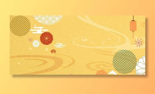 古风黄色日式和风纹饰背景图片