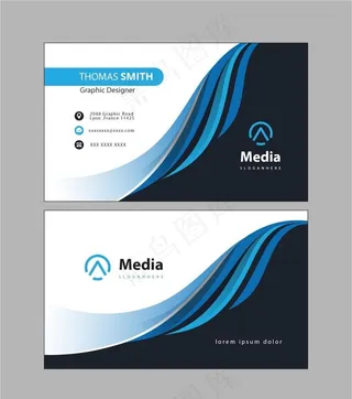 蓝色商务简约名片设计图片