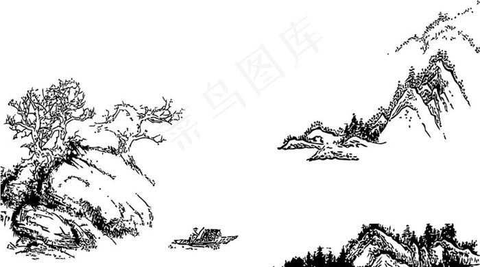 山水水岸远山图片