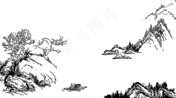 山水水岸远山图片