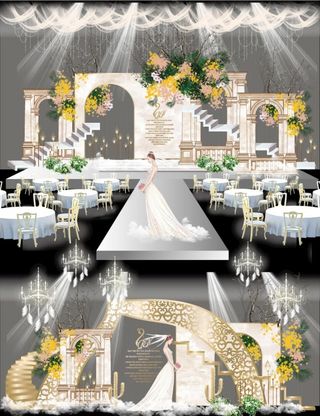 哥特风欧式婚礼背景展板设计图片