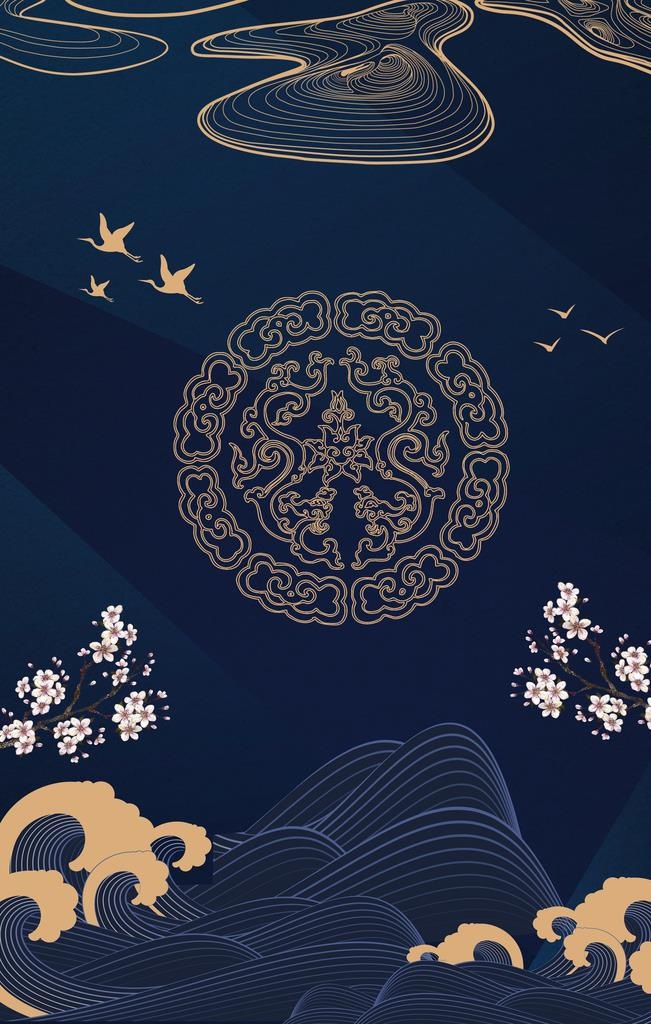地产传统复古插画背景素材图片(6299x9449)psd模版下载