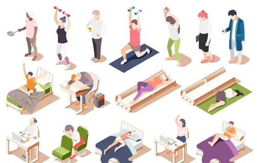 健康生活锻炼睡眠扁平化插画图片