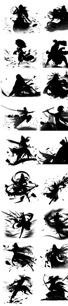 水墨人物剪影武侠国潮图片