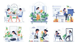 扁平化健康生活插画设计图片