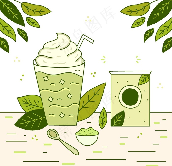 抹茶相关图片ai矢量模版下载