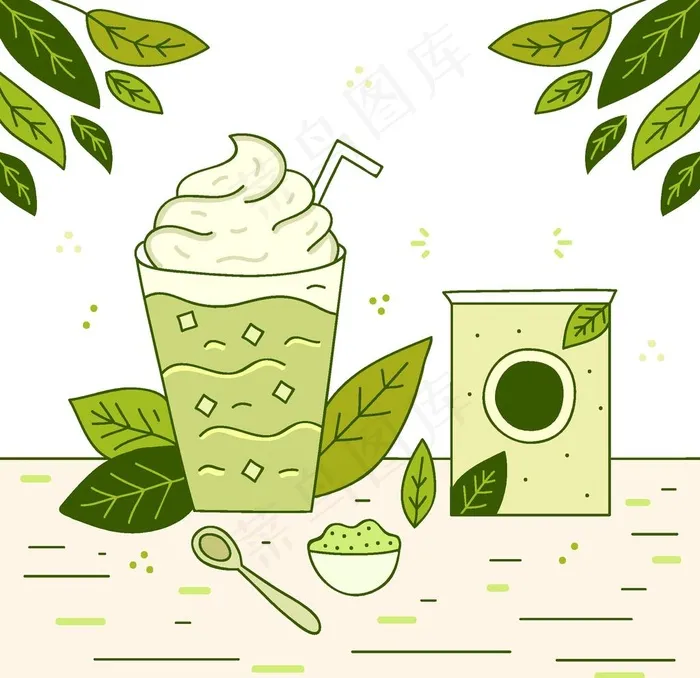 抹茶相关图片ai矢量模版下载