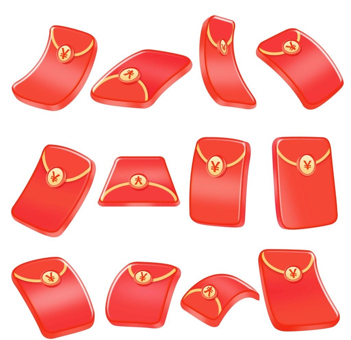 立体电商红包各种角度红菜鸟图库片